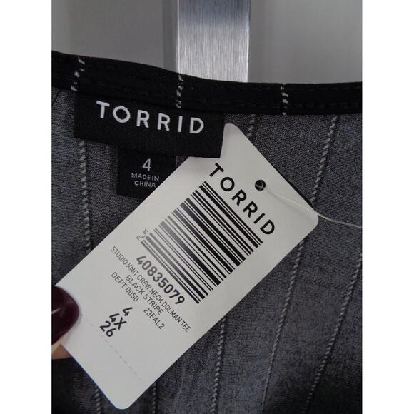 Torrid Black Stripe Studio Knit Dolman Sleeve Top Plus Size 4 (26) 4X New - Picture 6 of 8
